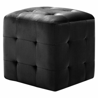 Poef 2 st 30x30x30 cm fluweel zwart 2