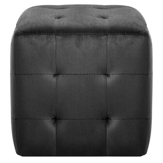 Poef 2 st 30x30x30 cm fluweel zwart 3