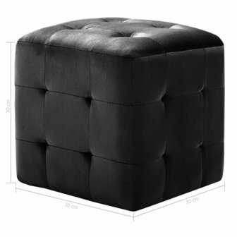 Poef 2 st 30x30x30 cm fluweel zwart 6