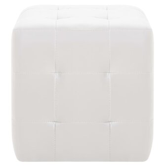 Poef 2 st 30x30x30 cm kunstleer wit 3