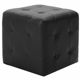 Poef 2 st 30x30x30 cm kunstleer zwart 2