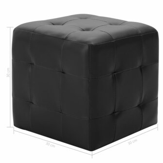 Poef 2 st 30x30x30 cm kunstleer zwart 5