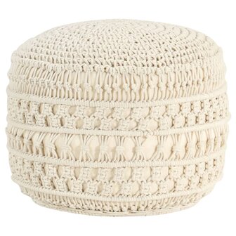 Poef macram&eacute; handgemaakt 45x30 cm katoen 1