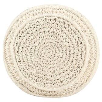 Poef macram&eacute; handgemaakt 45x30 cm katoen 3