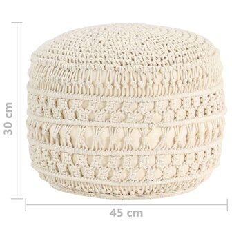 Poef macram&eacute; handgemaakt 45x30 cm katoen 5