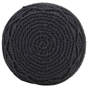 Poef macram&eacute; handgemaakt 45x30 cm katoen antraciet 2