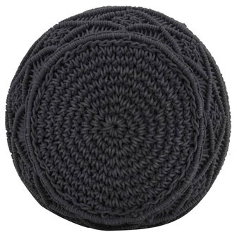 Poef macram&eacute; handgemaakt 45x30 cm katoen antraciet 3