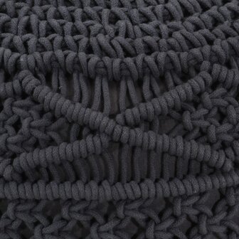 Poef macram&eacute; handgemaakt 45x30 cm katoen antraciet 4