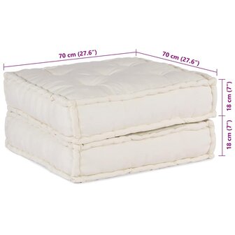Poef modulair 70x70x36 cr&egrave;mekleurig stof 8