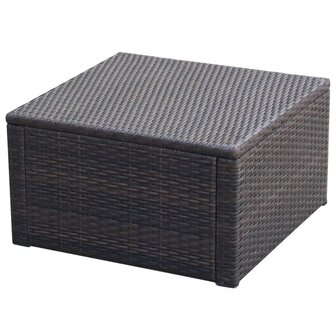 Voetenbank/poef bruin 53x53x30 cm poly rattan  3