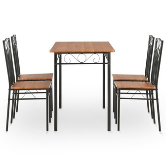 5-delige Eethoek MDF en staal bruin 3
