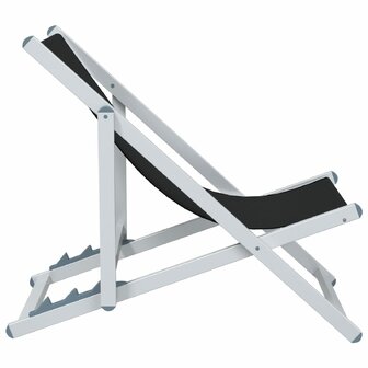 Strandstoelen inklapbaar 2 st aluminium en textileen zwart 5