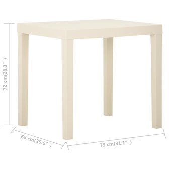 Tuintafel 79x65x72 cm kunststof wit 5