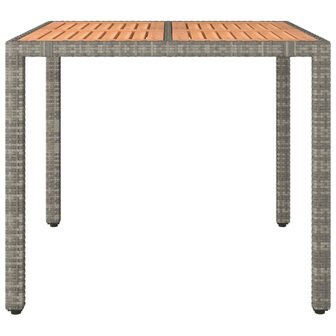 Tuintafel met houten blad poly ratten en acaciahout grijs 3