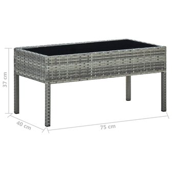 Tuintafel 75x40x37 cm poly rattan grijs 5