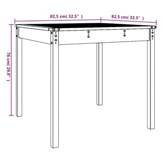 Tuintafel 82,5x82,5x76 cm massief grenenhout 8