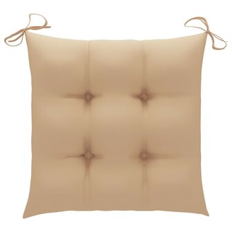Schommelstoel met beige kussen massief teakhout 3