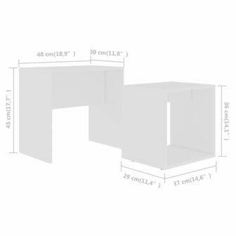 Salontafelset 48x30x45 cm bewerkt hout wit 6