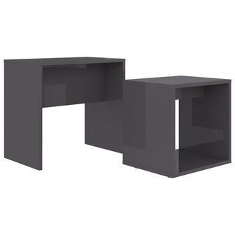 Salontafelset 48x30x45 cm bewerkt hout hoogglans grijs 2