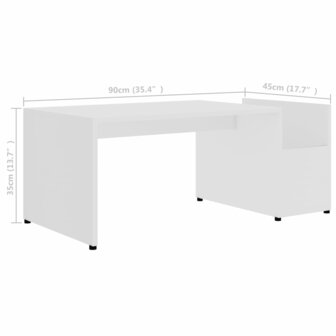 Salontafel 90x45x35 cm bewerkt hout wit 6