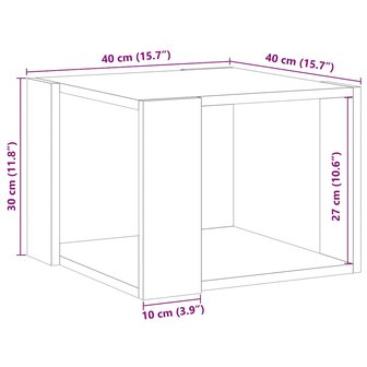 Salontafel 40x40x30 cm bewerkt hout artisanaal eikenkleur 9