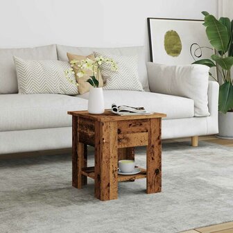 Salontafel 40x40x42 cm bewerkt hout oud houtkleurig 3