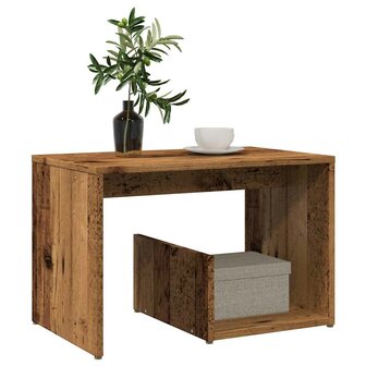 Bijzettafel 59x36x38 cm bewerkt hout oud houtkleurig 1