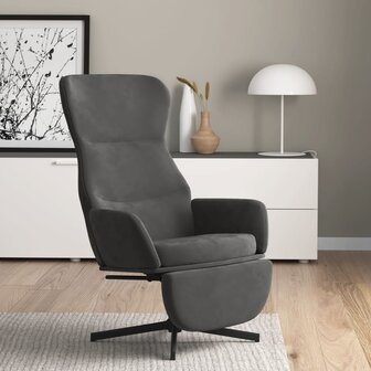 Relaxstoel met voetensteun fluweel donkergrijs 1