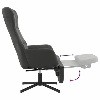 Relaxstoel met voetensteun fluweel donkergrijs 7