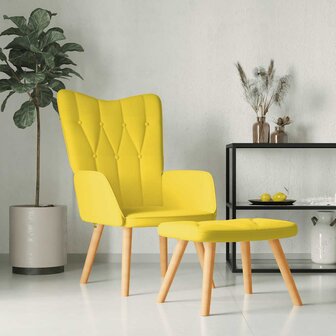 Relaxstoel met voetenbank stof mosterdgeel 1