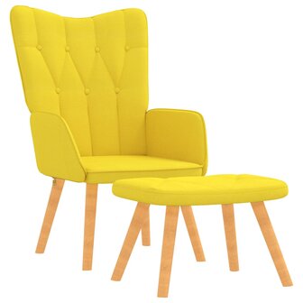 Relaxstoel met voetenbank stof mosterdgeel 2