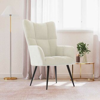 Relaxstoel fluweel cr&egrave;mewit 1