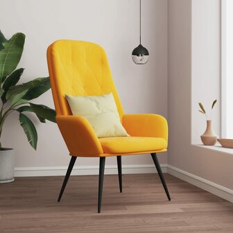 Relaxstoel fluweel mosterdgeel 1