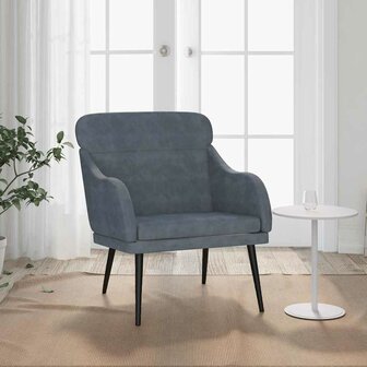 Fauteuil 63x76x80 cm fluweel donkergrijs 1