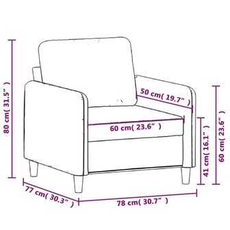 Fauteuil 60 cm stof cr&egrave;mekleurig 8
