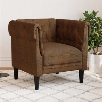 Fauteuil Chesterfield-stijl stof bruin 1