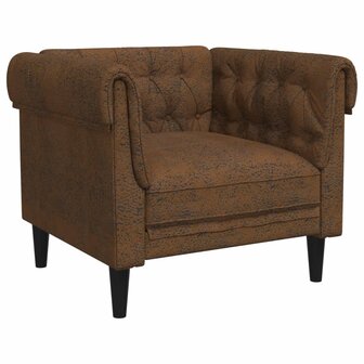 Fauteuil Chesterfield-stijl stof bruin 2