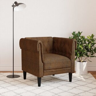 Fauteuil Chesterfield-stijl stof bruin 3