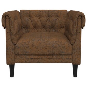 Fauteuil Chesterfield-stijl stof bruin 4