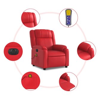 Massagestoel verstelbaar elektrisch kunstleer rood 8