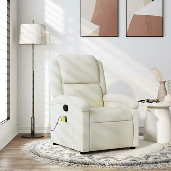 Massagestoel verstelbaar fluweel cr&egrave;mekleurig 1