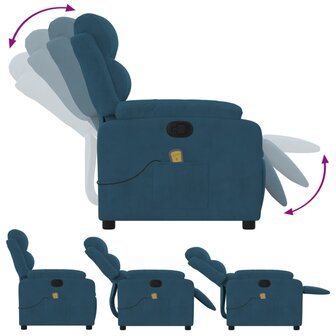 Massagestoel verstelbaar fluweel blauw 5