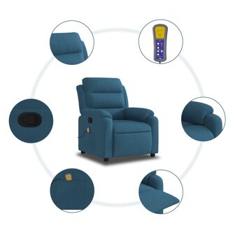 Massagestoel verstelbaar fluweel blauw 6