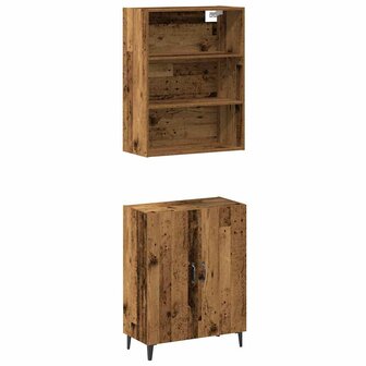 Dressoir met wandkast bewerkt hout oud houtkleurig 2