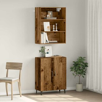 Dressoir met wandkast bewerkt hout oud houtkleurig 3