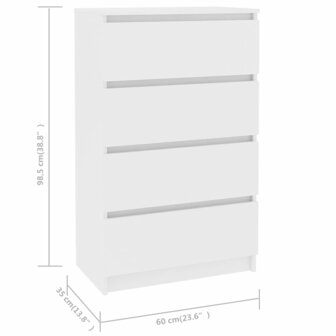 Dressoir 60x35x98,5 cm bewerkt hout wit 6
