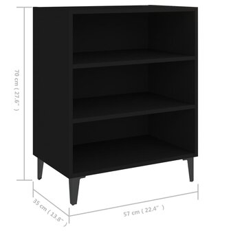 Dressoir 57x35x70 cm bewerkt hout zwart 6