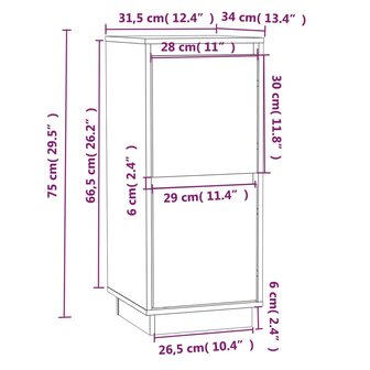 Dressoir 31,5x34x75 cm massief grenenhout honingbruin 8