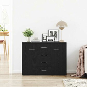 Dressoir 88x30x64 cm bewerkt hout zwart eikenkleurig 3