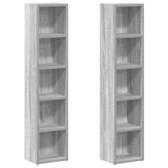 CD-kasten 2st 21x16x93,5cm bewerkt hout grijs sonoma eikenkleur 2